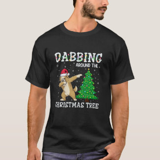 Camiseta Maltipoo Cachorro Santa Hat Dabbing ao redor do Na
