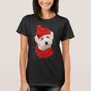 Camiseta Maltipoo Red Winter Hat Christmas Scarf Dog