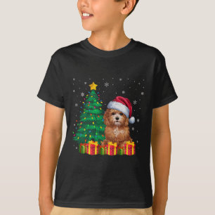 Camiseta Maltipoo Santa Hat Luz de Natal
