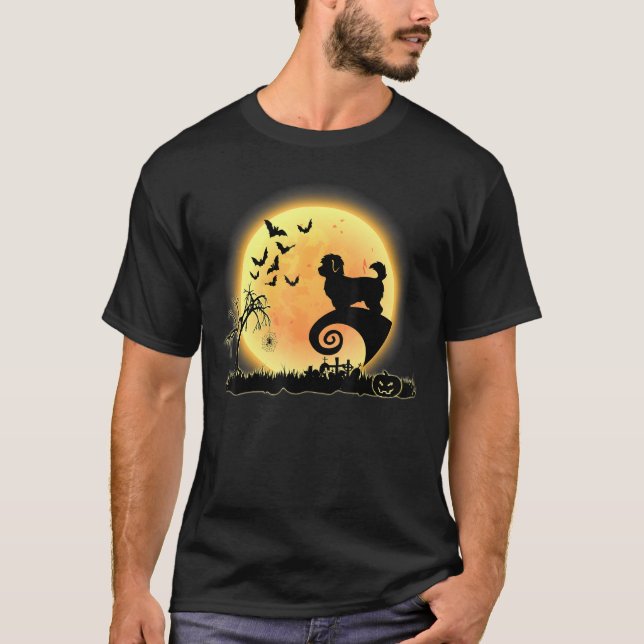 Camiseta Maltipoo Scary E Moon Dog Falloween Costume (Frente)