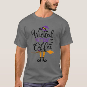 Camiseta Malvado Sem Café Engraçado Café Halloween Lover