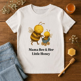 Camiseta Mama Abelha Fofa & Seu Pequeno Mel Dia das Mães