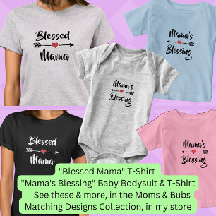 Camiseta Mama Abençoada, Mãe Bebê Correspondendo