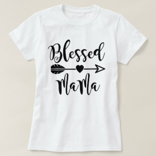 Camiseta Mama abençoado Seta Amor Coração