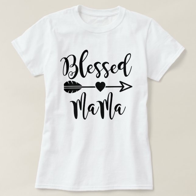 Camiseta Mama abençoado Seta Amor Coração (Frente do Design)