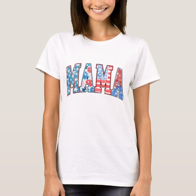 Camiseta Mama Americana 4 de julho Presente Patriótico para (Frente)