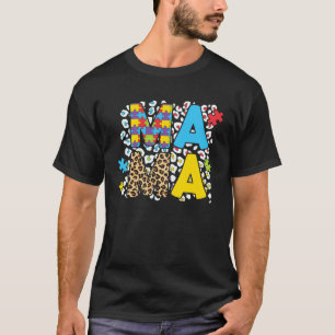 Camiseta Mama Autismo Leopardo Puzzle Conscientização do Au