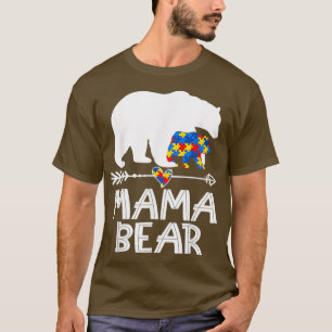 Camiseta Mama Bear Autismo Mamãe Consciência Quebra-cabeça
