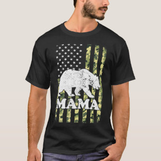 Camiseta Mama Bear Camping Hiking Camouflage EUA