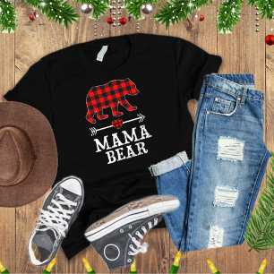 Camiseta Mama Bear Christmas Pajama Red Xadrez Buffalo