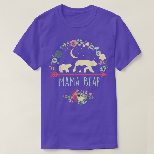 Camiseta Mama Bear com 2 Cubs de Dia de as mães Floral (Frente do Design)