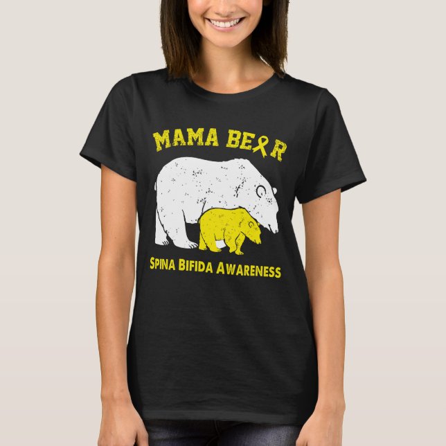 Camiseta Mama Bear Conscientização sobre ESPINHA BÍFIDA (Frente)
