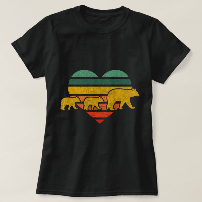 Camiseta Mama Bear Dois Cubs - Dia de as mães Retrorativo M (Frente do Design)