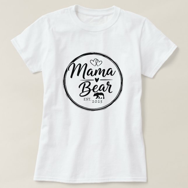Camiseta Mama Bear Est 20XX Wild Heart Line Art (Frente do Design)