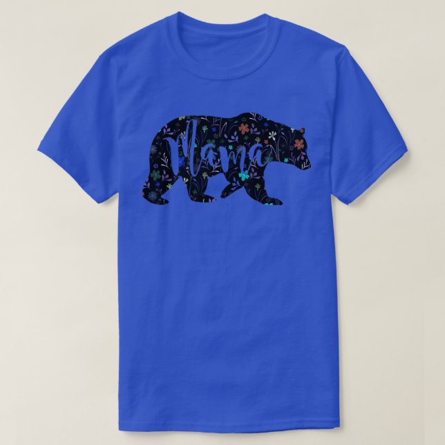 Camiseta Mama Bear Floral Patterno Divertido Mamãe Mãe Dota (Frente do Design)