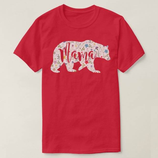 Camiseta Mama Bear Floral Patterno Divertido Mamãe Mãe Dota (Frente do Design)