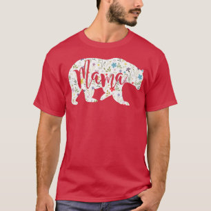 Camiseta Mama Bear Floral Patterno Divertido Mamãe Mãe Dota