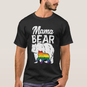 Camiseta Mama Bear Rainbow Pride Gay Flag Lgbt Mãe Ally Wom