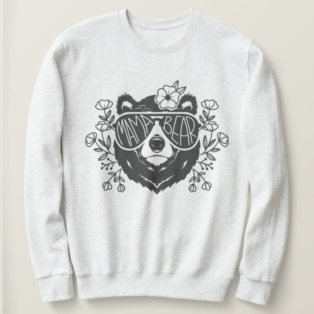 Camiseta Mama Bear Sweater, Refletor Gráfico de Desenhos (Frente do Design)