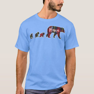 Camiseta Mama Bear Three 3 Cubs Tartan Plaid Blue Green Red