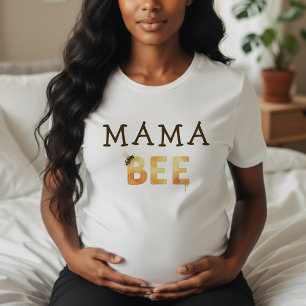 Camiseta Mama Bee Bumblebee Chá de Bebê Pai Branco