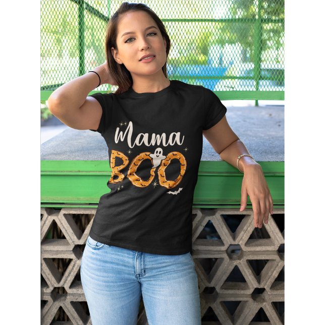 Camiseta Mama Boo Halloween Naranja Lindo (Criador carregado)