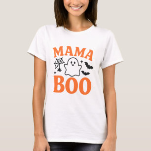 Camiseta Mama Boo Laranja e Preto Mães da família do Dia