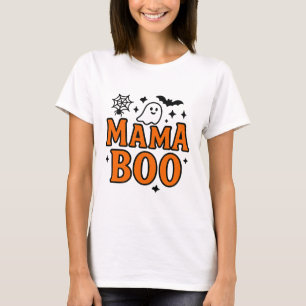 Camiseta Mama Boo Laranja e Preto Mães da família do Dia