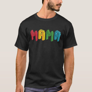 Camiseta Mama Brick Master Builder Building Blocks Família 