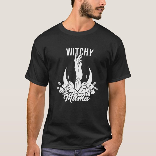Camiseta Mama Bruxa Citação Espiritual da Lua de Cristal Es (Frente)