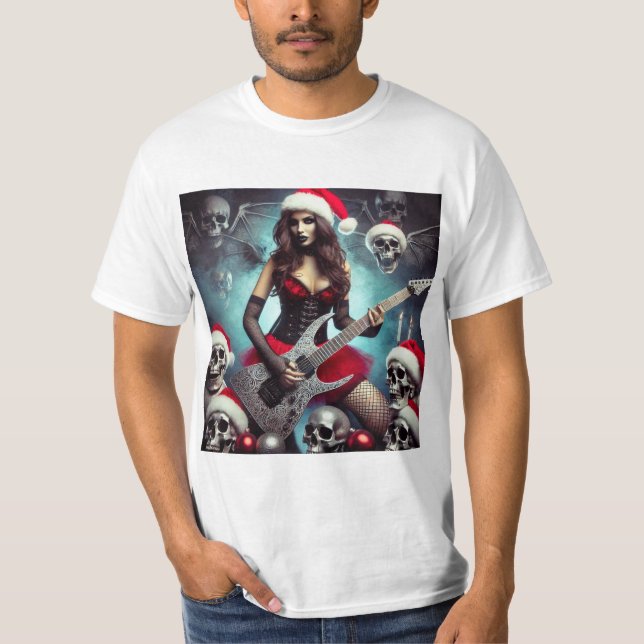 Camiseta Mamá Claus Metalera: La Navidad Rockera (Frente)