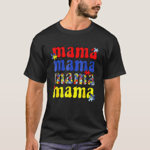 Camiseta Mama Conscientização do Autismo Peça de Puzzle Vin