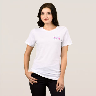 Camiseta Mama Coração do Nosso Lar Tipografia Rosa