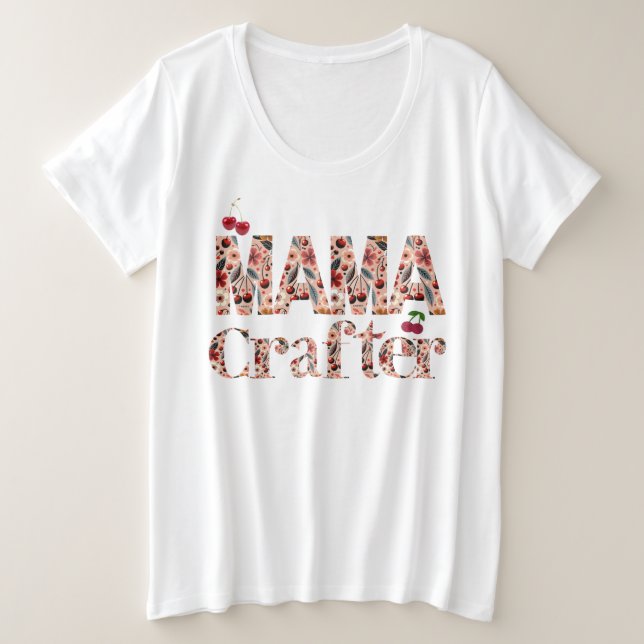 Camiseta Mama Crafter Cherry Design Tipografia  (Frente do Design)
