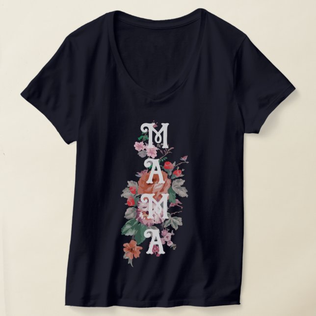 Camiseta Mama Cute floral para mãe (Postura )