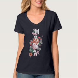 Camiseta Mama Cute floral para mãe