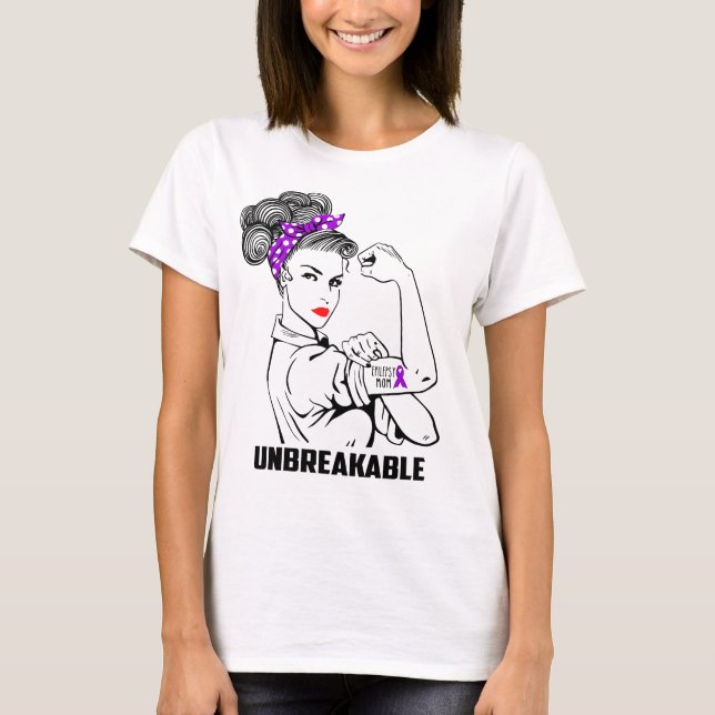 Camiseta Mamã da epilepsia inquebrável - consciência (Frente)