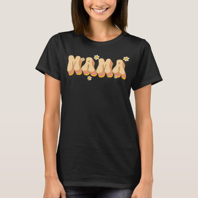 Camiseta Mama Daisy Flowers Retro Groovy Style Gardeners Mo (Frente)