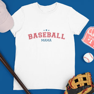 Camiseta Mama de beisebol em Vermelho e Azul