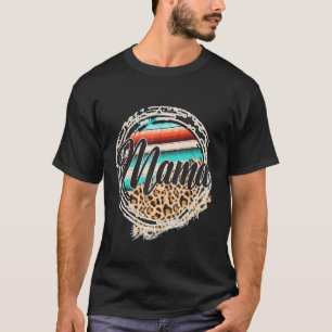 Camiseta Mama de Estampa de Vaca Leopardo Serape Estampa Co