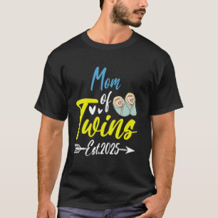 Camiseta Mama de gêmeos Chá de fraldas 2025 Menina Gravidez