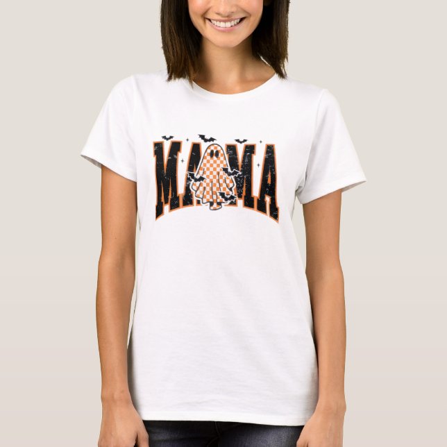 Camiseta "Mama" de Halloween - Gráfico Ghost e mor (Frente)