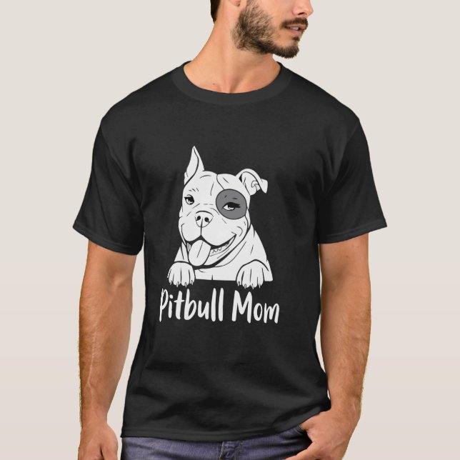Camiseta Mama de Pittie da Moda Mãe de Pitbull Engraçada Am (Frente)