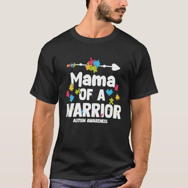 Camiseta Mama de uma Quebra-cabeça de Consciência da Famíli (Frente)