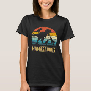 Camiseta Mama Dinossaur T Rex Mamasaurus 3 Crianças Engraça