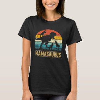 Camiseta Mama Dinossaur T Rex Mamasaurus 3 Crianças Engraça