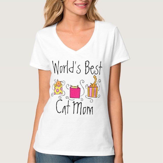 Camiseta Mamã do gato do mundo a melhor (Frente)