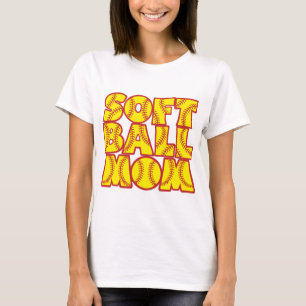 Camiseta Mamã do softball, red&yellow
