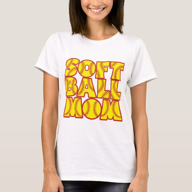 Camiseta Mamã do softball, red&yellow (Frente)