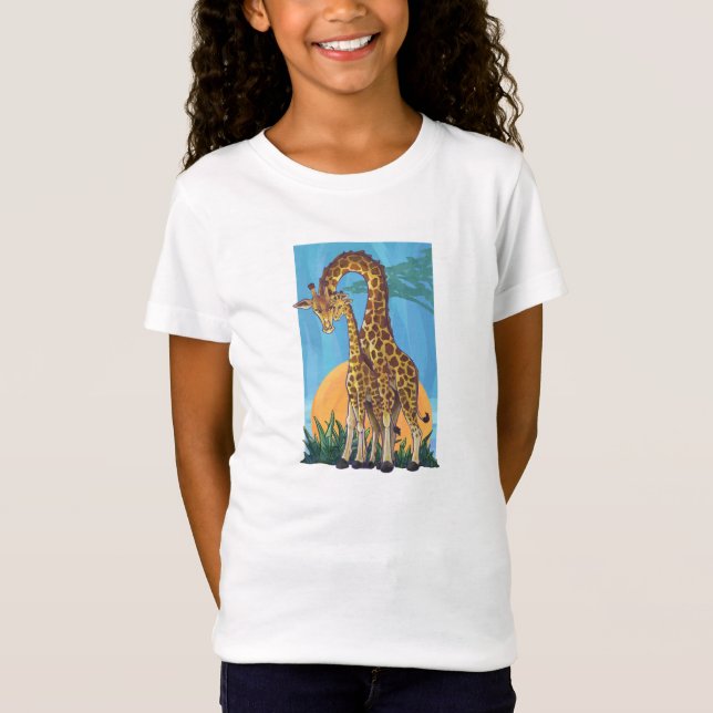 Camiseta Mama e bebê do girafa (Frente)